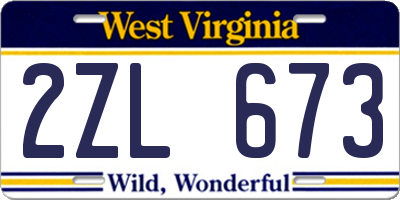 WV license plate 2ZL673