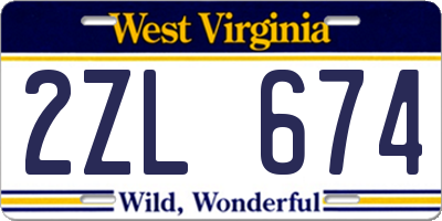 WV license plate 2ZL674