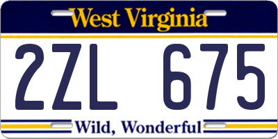 WV license plate 2ZL675