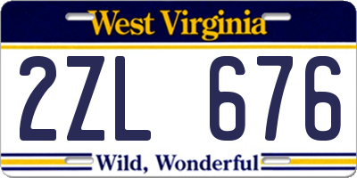 WV license plate 2ZL676