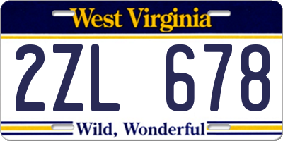 WV license plate 2ZL678