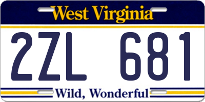 WV license plate 2ZL681