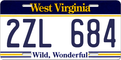 WV license plate 2ZL684