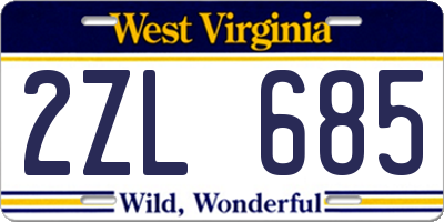 WV license plate 2ZL685