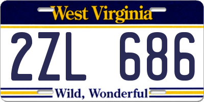 WV license plate 2ZL686