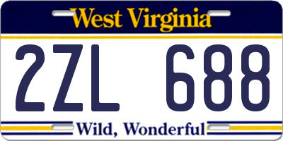 WV license plate 2ZL688