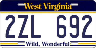 WV license plate 2ZL692