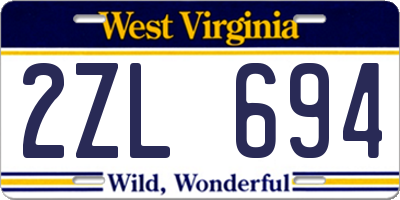WV license plate 2ZL694