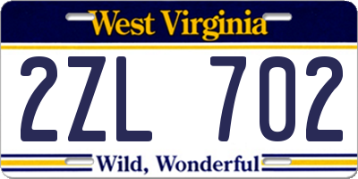 WV license plate 2ZL702