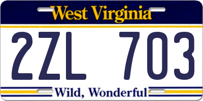 WV license plate 2ZL703