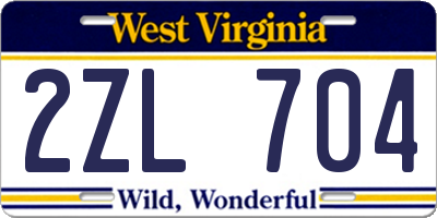 WV license plate 2ZL704