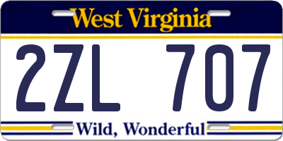 WV license plate 2ZL707
