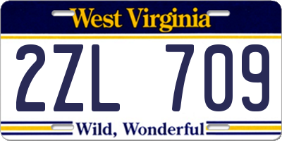 WV license plate 2ZL709
