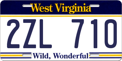 WV license plate 2ZL710