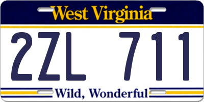 WV license plate 2ZL711
