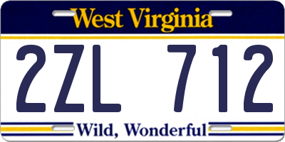 WV license plate 2ZL712