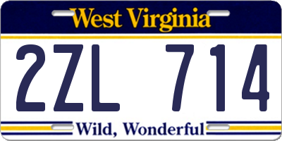 WV license plate 2ZL714