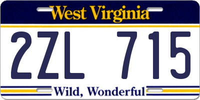 WV license plate 2ZL715