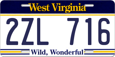 WV license plate 2ZL716