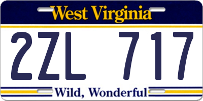 WV license plate 2ZL717