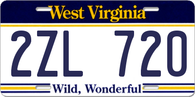 WV license plate 2ZL720