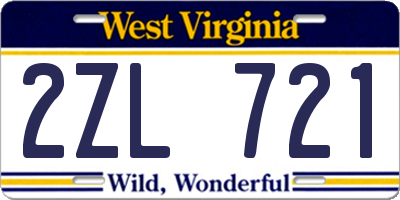 WV license plate 2ZL721