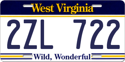 WV license plate 2ZL722