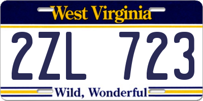 WV license plate 2ZL723
