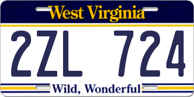 WV license plate 2ZL724