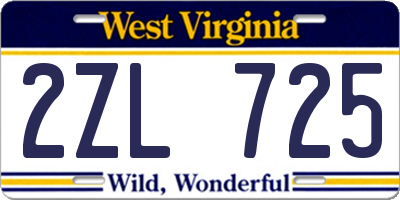 WV license plate 2ZL725
