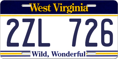 WV license plate 2ZL726