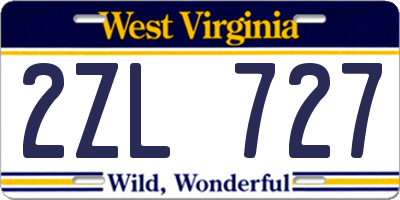 WV license plate 2ZL727