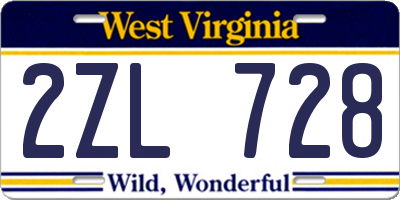 WV license plate 2ZL728