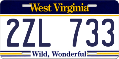 WV license plate 2ZL733