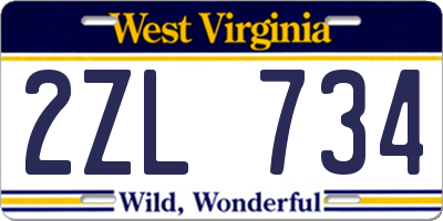 WV license plate 2ZL734