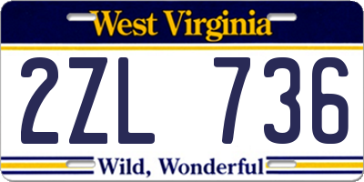 WV license plate 2ZL736