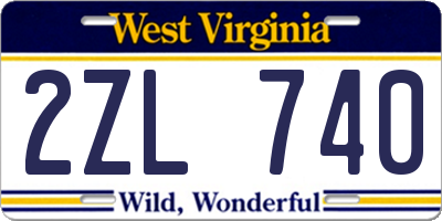 WV license plate 2ZL740