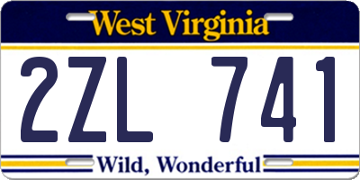 WV license plate 2ZL741