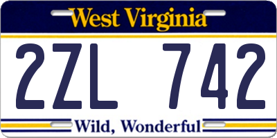 WV license plate 2ZL742