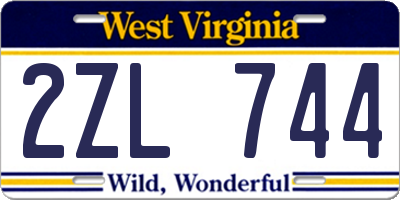 WV license plate 2ZL744