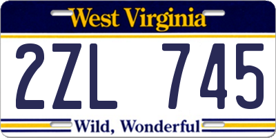 WV license plate 2ZL745