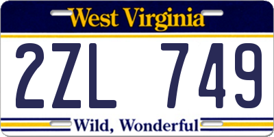 WV license plate 2ZL749