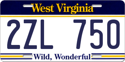 WV license plate 2ZL750
