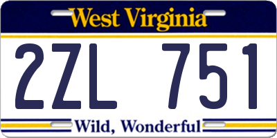 WV license plate 2ZL751