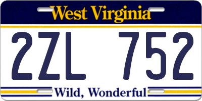 WV license plate 2ZL752