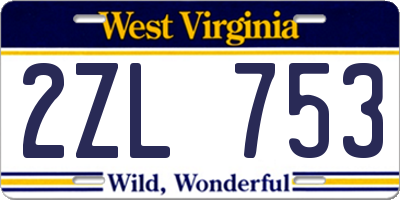 WV license plate 2ZL753