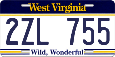 WV license plate 2ZL755
