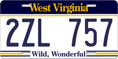 WV license plate 2ZL757