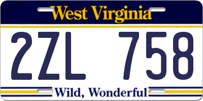 WV license plate 2ZL758