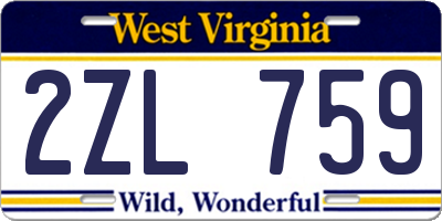 WV license plate 2ZL759